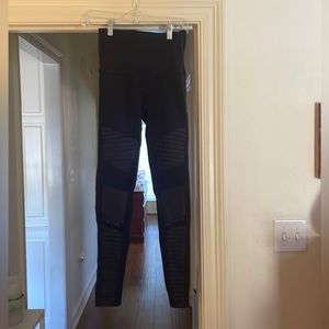 ALO leggings with see thru knees, black size small.